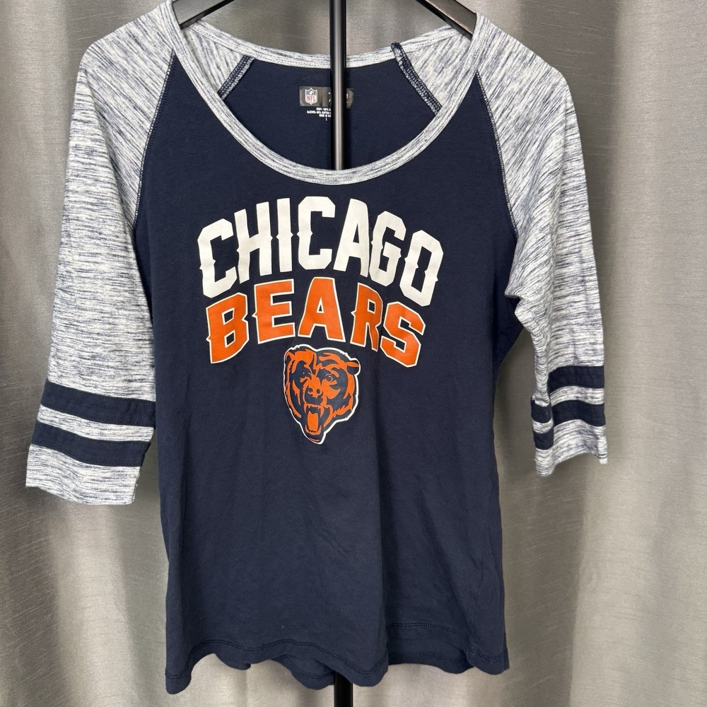 NFL Team Apparel Chicago Bears Women's Long Sleeve Shirt Blue Gray Size L NFL